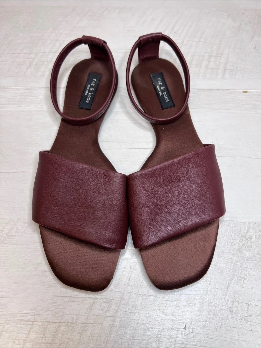 Rag & Bone Ellory Leather Ankle-Cuff Flat Foldable Sandals in Rust